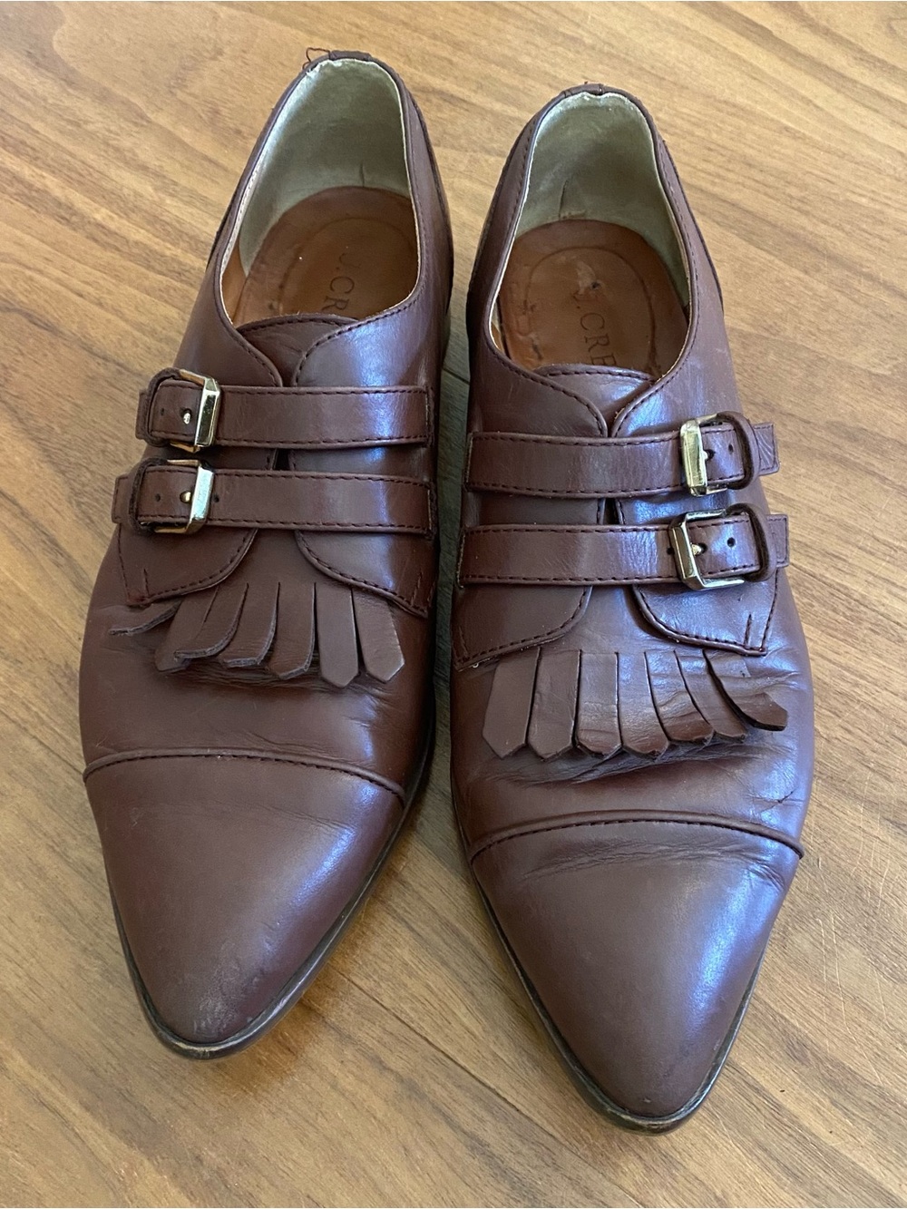 J.Crew Brown Leather Monk Strap Oxford Shoes 7.5